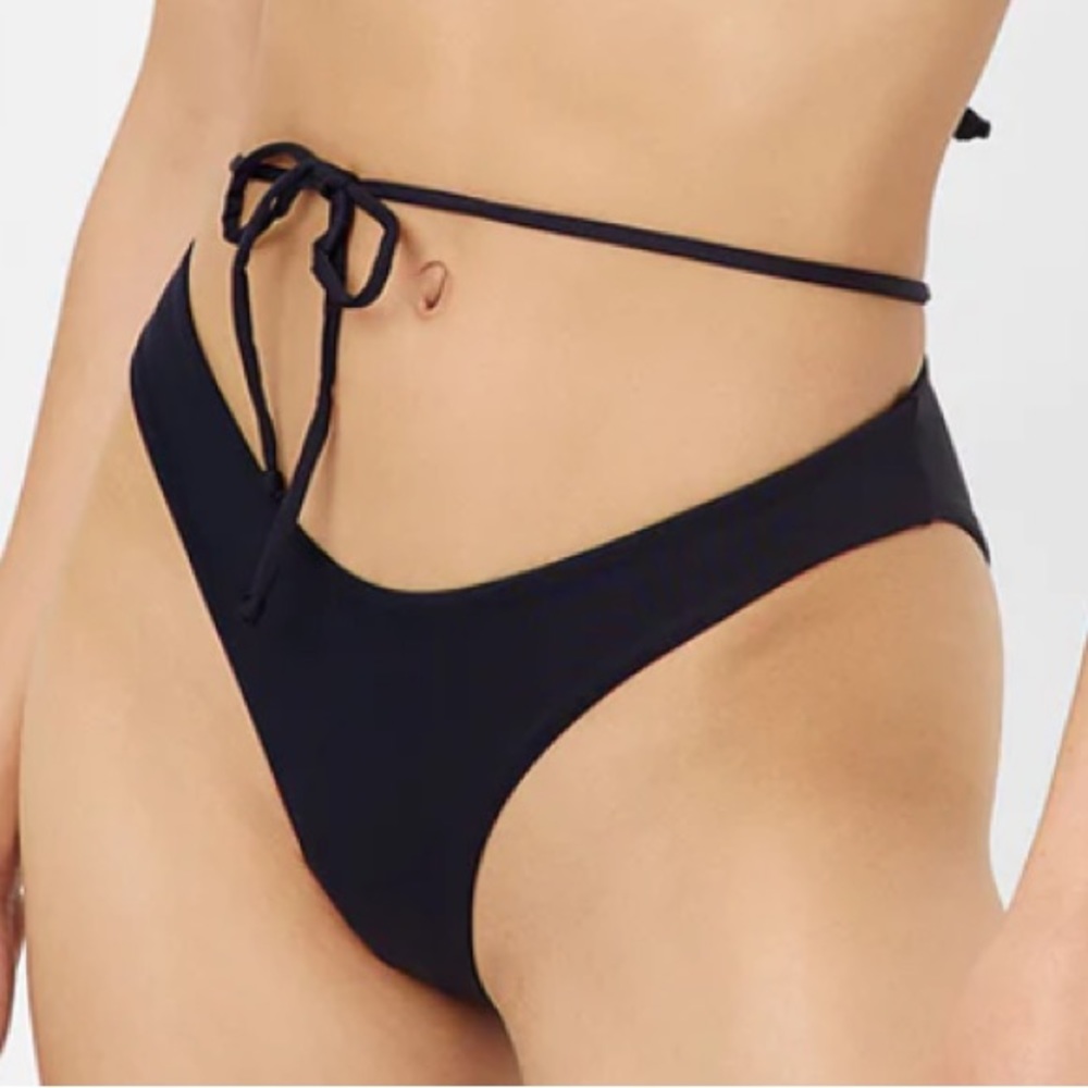 Frankie’s bikinis “Foxy” Tie Front Cheeky Bikini Bottom - black